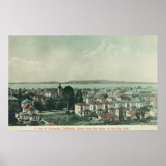 Póster Vista de Cidade da Câmara de TorreAlameda, CA (Frente)