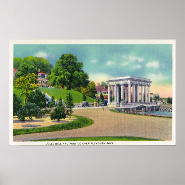 Poster Vista de Coles Hill e Plymouth Rock Portico (Frente)