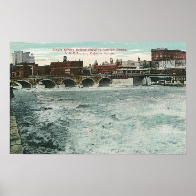 Poster Vista de Court Street Bridge Mostrando Lehigh (Frente)