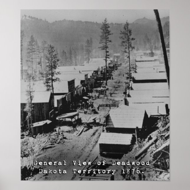Póster Vista de Deadwood SD em 1876 (Frente)