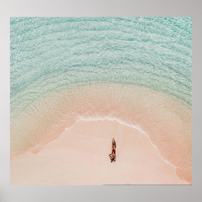 Poster Vista de Drone, Férias de Praia Rosa. (Frente)