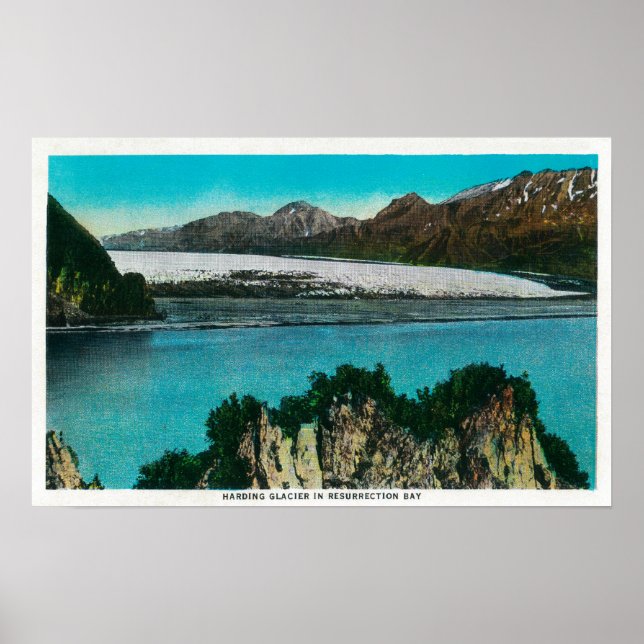 Póster Vista de Harding Glacier no compartimento de ressu (Frente)