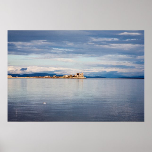 Poster Vista de inverno Piel Island Morecambe Bay Cumbria (Frente)