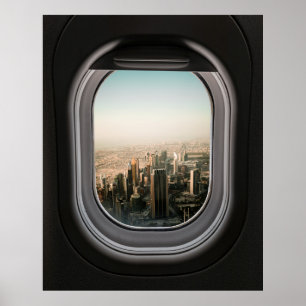 POSTER VISTA DE JANELA DO AVIÃO DA CIDADE DURANTE O DIA
