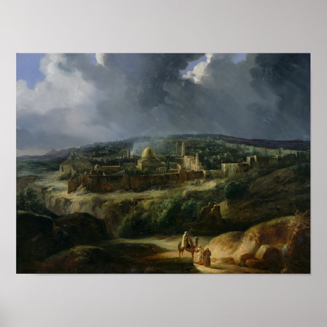 Póster Vista de Jerusalém do Vale de Jehoshaphat (Frente)