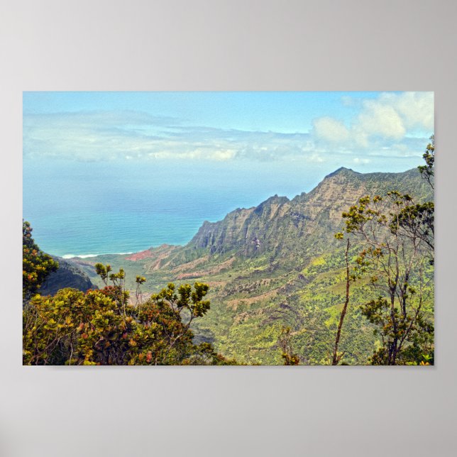 Poster Vista de Kalalau Lookout, Kauai, Havaí (Frente)