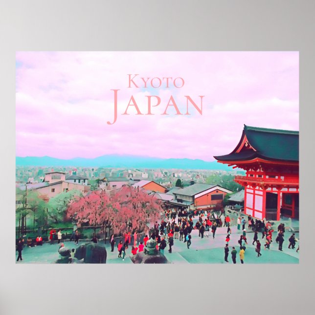 Poster Vista de Kiyomizu-dera no Japão (Frente)
