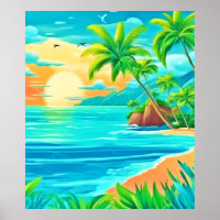 Vista de Linha Costeira Sunset do Paraíso Tropical