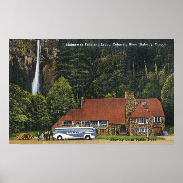 Poster Vista de Lodge Multnomah Falls (Frente)