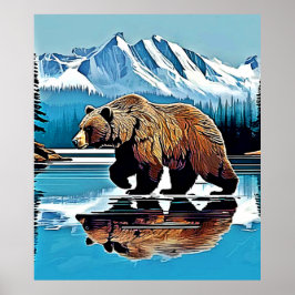 Poster Vista de Montanha do Lago Grizzly
