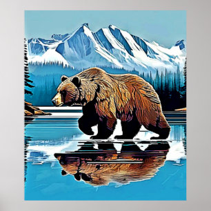 Poster Vista de Montanha do Lago Grizzly