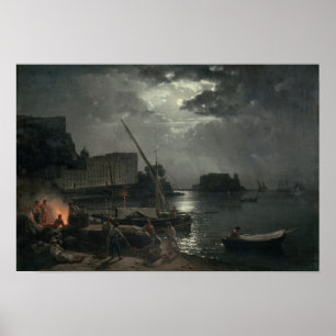 Póster Vista de Nápoles no luar, 1829