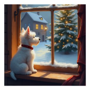 Póster Vista de Natal do West Highland White Terrier