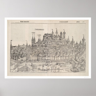 Póster Vista de Nuremberg da crónica de Nuremberg (1458)