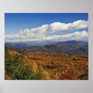 Póster Vista de outono das Montanhas Apalaches do Sul