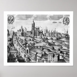 Poster Vista de Praga que mostra o palácio imperial e