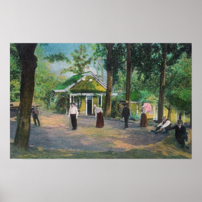 Póster Vista de Primaveras Croquet GameHarbin, CA (Frente)