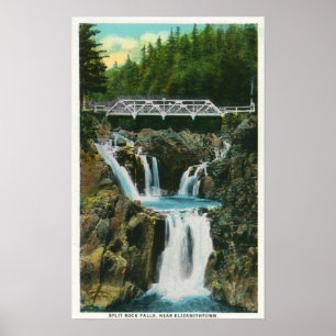 Póster Vista de quedas e de ponte da rocha da separação