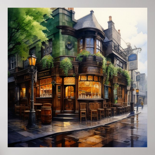 Poster Vista de Rua do Pub Irlandês Gaelic Grange (Frente)