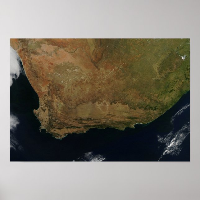 Póster Vista de satélite da África do Sul (Frente)