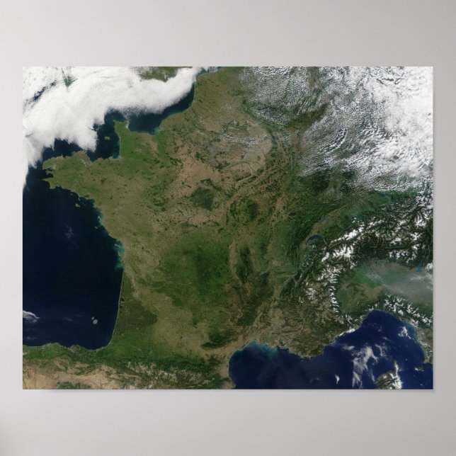 Póster Vista de satélite da França (Frente)