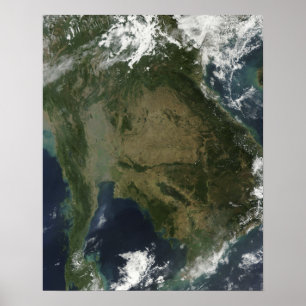 Poster Vista de satélite da Indochina