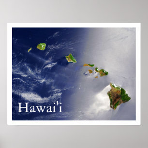 Poster Vista de Satélite das Ilhas Havaianas