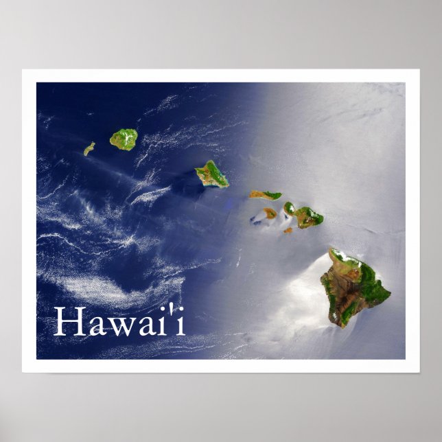 Poster Vista de Satélite das Ilhas Havaianas (Frente)