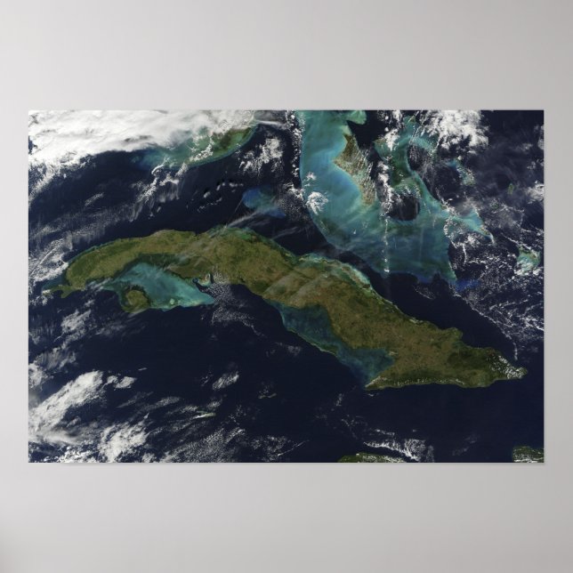 Poster Vista de satélite de Cuba (Frente)