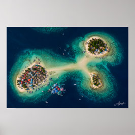 Poster Vista de Satélite de Ilhotas de Barra de Areia de 