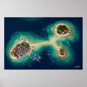 Poster Vista de Satélite de Ilhotas de Barra de Areia de