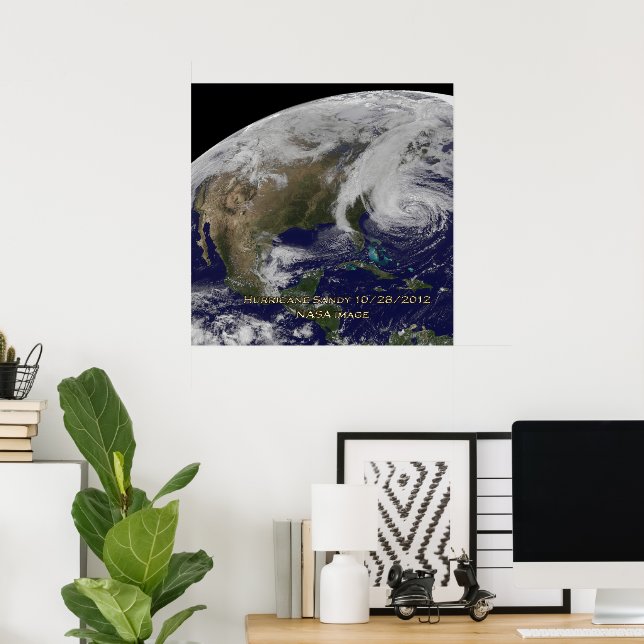 Póster Vista de satélite do furacão Sandy (Escritório em casa)