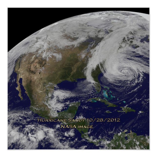 Póster Vista de Satélite do Furacão Sandy (Frente)
