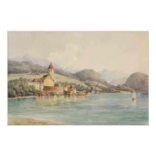 Póster Vista de St. Wolfgang no Lago Wolfgang Carl Lafite