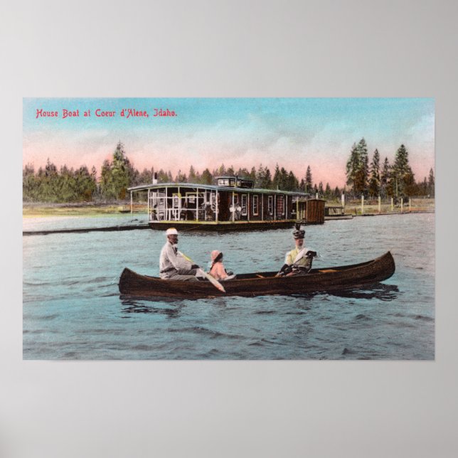 Poster Vista de um Barco da Casa no Lago (Frente)