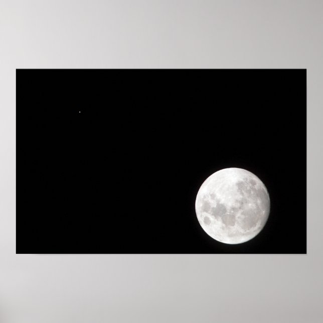 Póster Vista de um Lua de cheio, também mostra Marte (Frente)