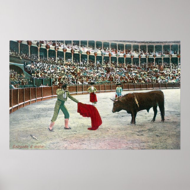 Póster Vista de um Matador prestes a jogar o BullSpain (Frente)