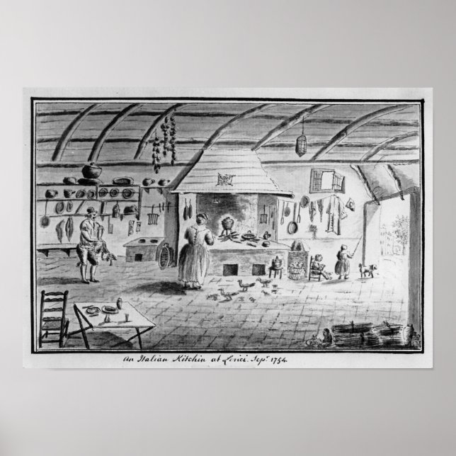 Póster Vista de uma cozinha italiana em Lerici (Frente)