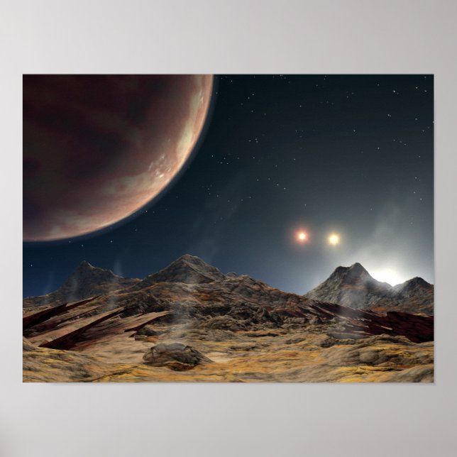 Poster Vista de uma lua hipotética em órbita (Frente)