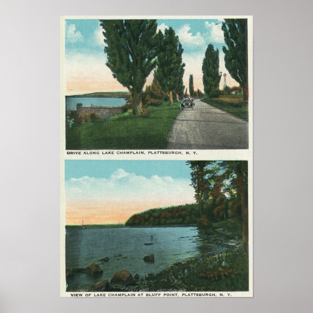 Poster Vista de Unidade de Champlain Lake (Frente)