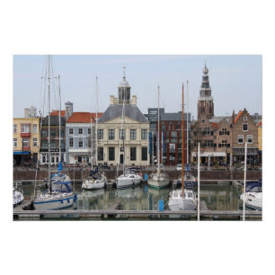 Póster Vista de Vissershaven, Vlissingen, Holanda