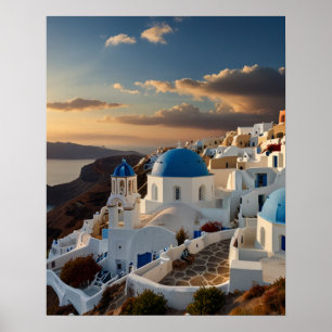 Poster Vista deslumbrante de Santorini