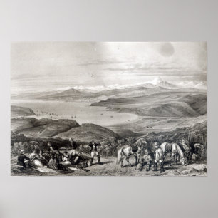 Póster Vista distante do vulcão de Aconcagua