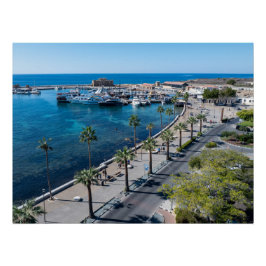 Póster Vista do castelo de Paphos e do drone de Harbour