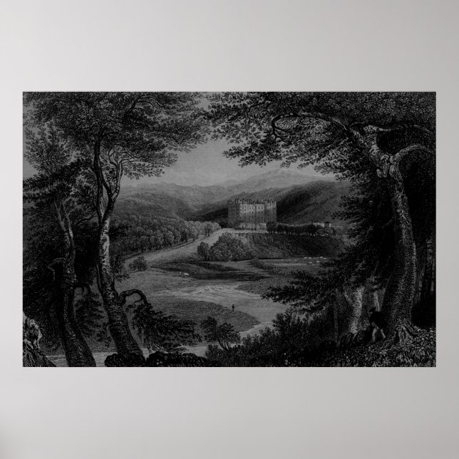 Poster Vista do Castelo Drumlanrig, Dumfrieshire (Frente)