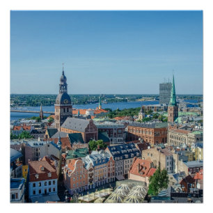 Póster Vista do centro da cidade de Riga a partir de cima