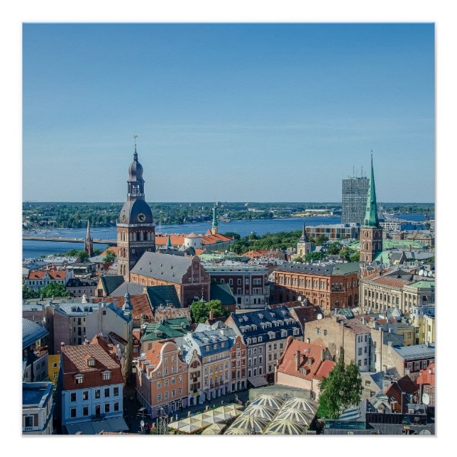 Póster Vista do centro da cidade de Riga a partir de cima (Frente)