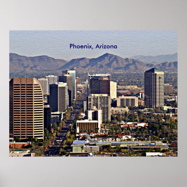 Póster Vista do Centro de Phoenix, Arizona (Frente)