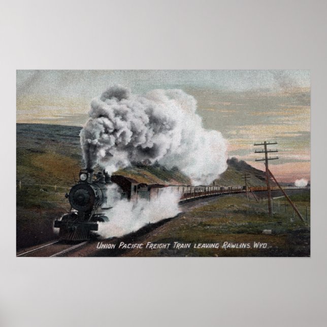 Póster Vista do comboio de mercadorias do Pacífico da Uni (Frente)