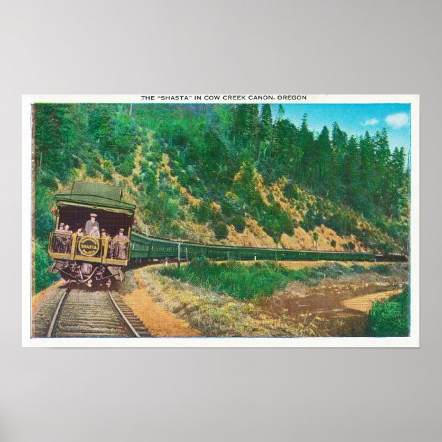 Póster Vista do desfiladeiro Shasta TrainCow, OR (Frente)